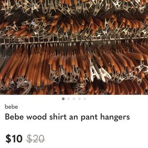 Bebe 30 total of pant/top Tan Wood used BEBE Hangers